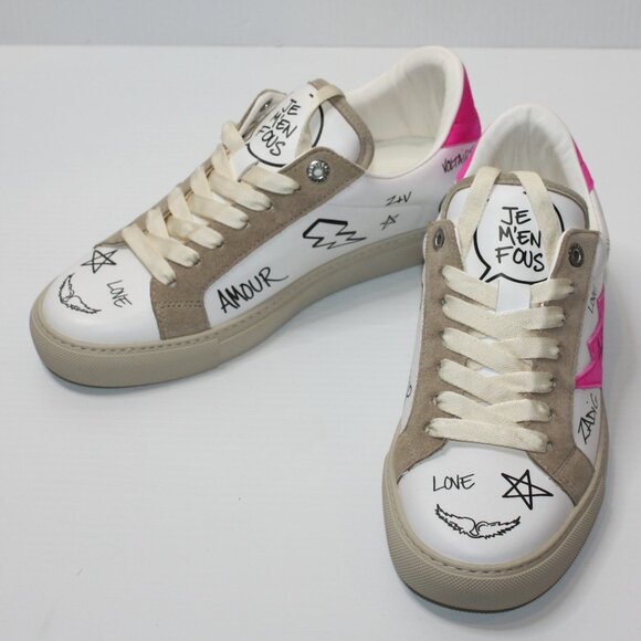Zadig & Voltaire Charms Print Logo Leather & Suede Sneakers EU 40 / US 10 NEW - Picture 6 of 11
